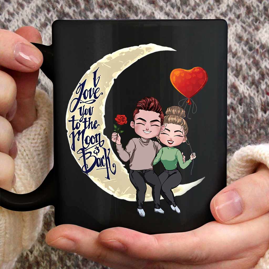 Ich liebe dich bis zum Mond und zurück – Personalisierte Tasse für Paare
