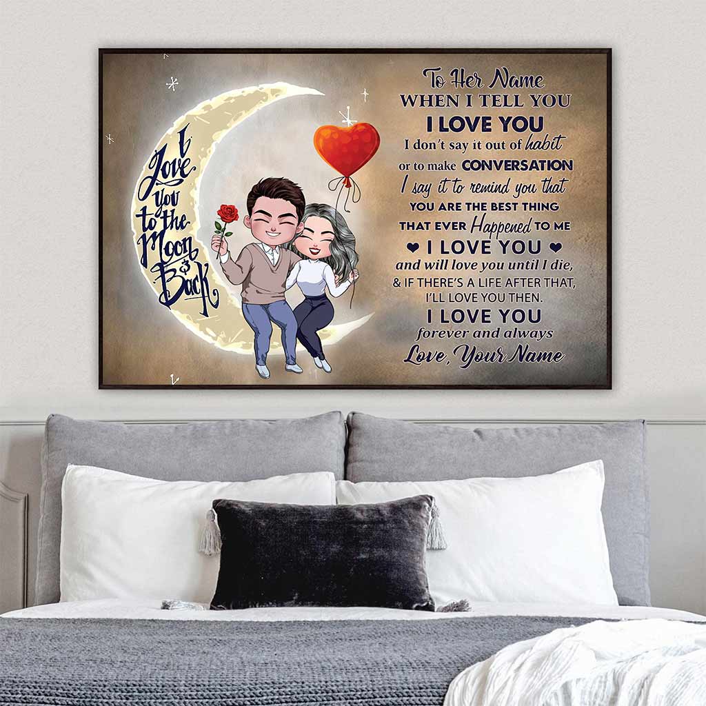 Ich liebe dich bis zum Mond und zurück – Personalisiertes Poster für Paare