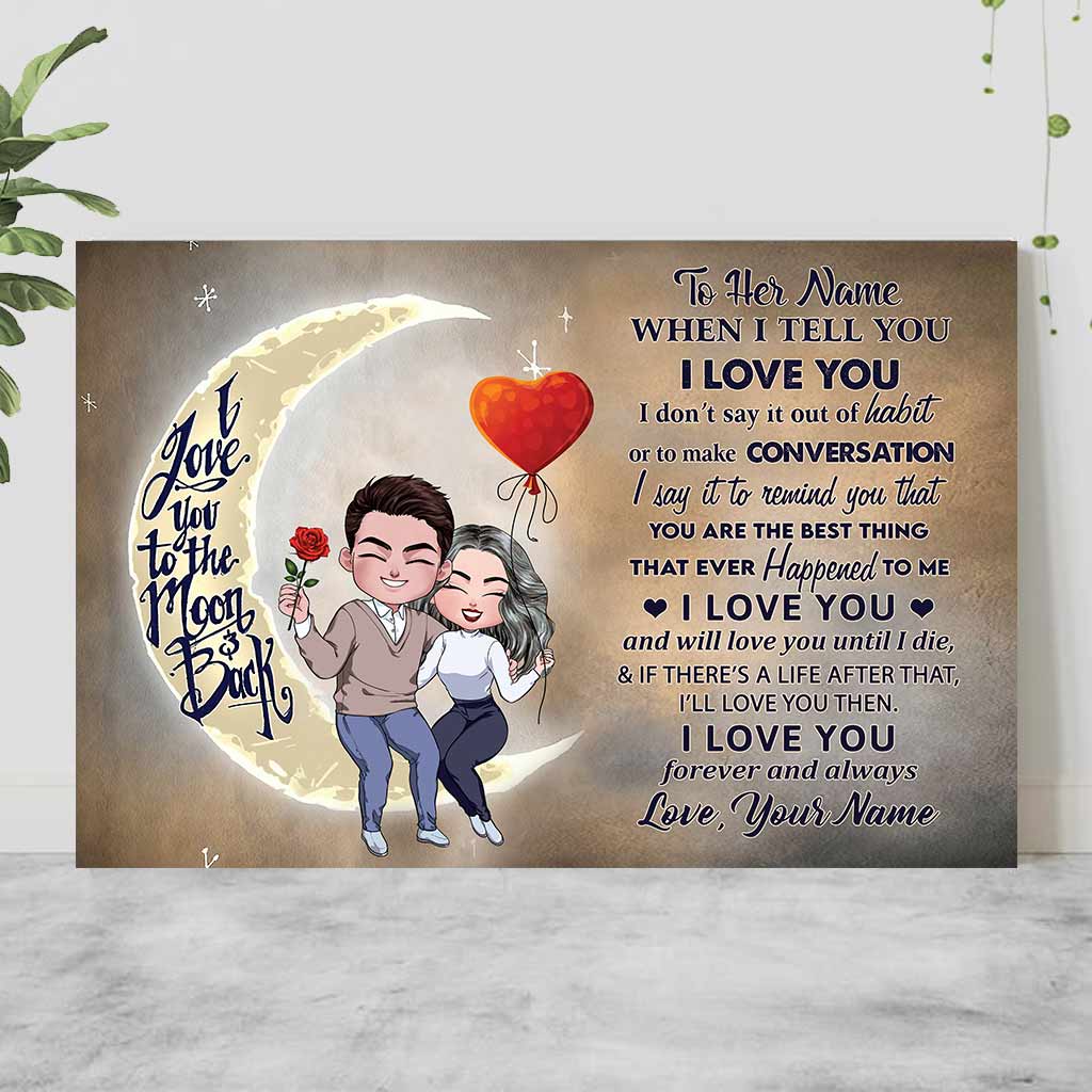 Ich liebe dich bis zum Mond und zurück – Personalisiertes Poster für Paare