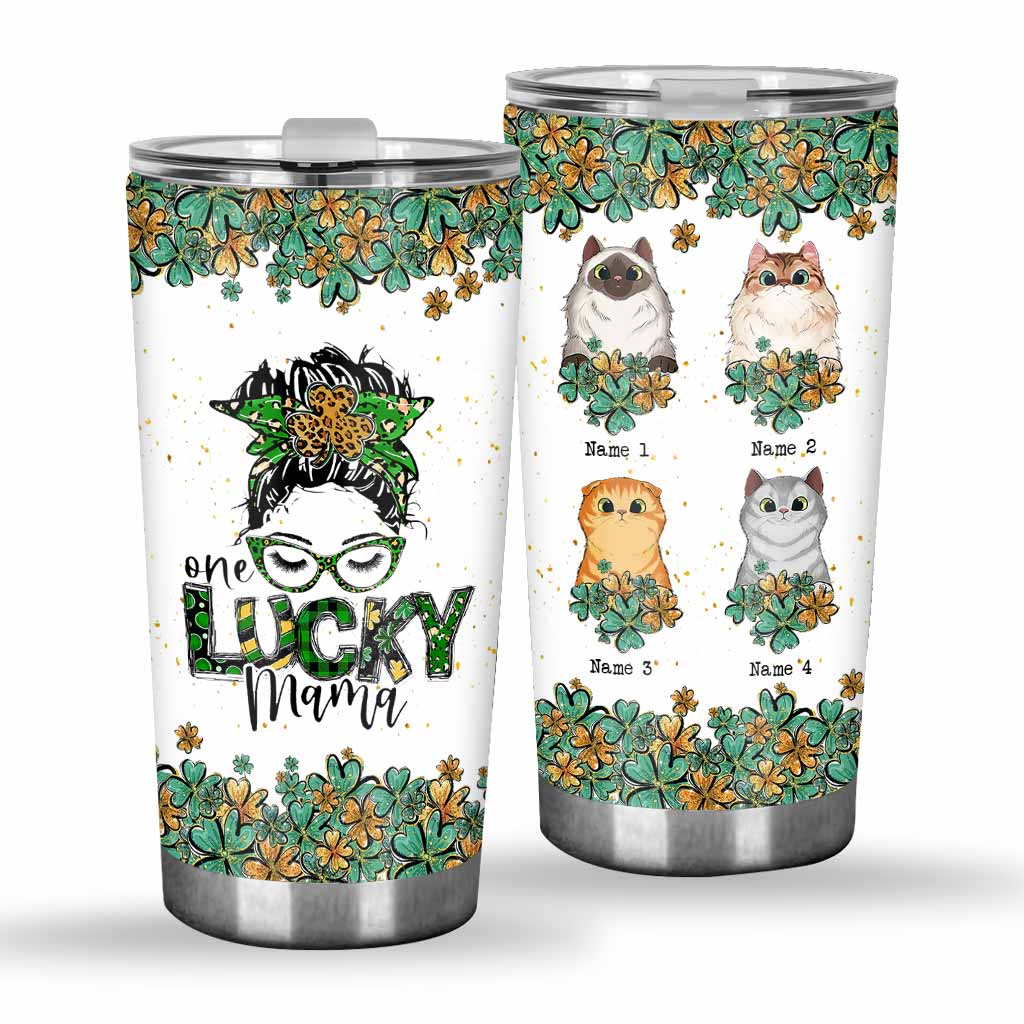One Lucky Mama – Personalisierter St. Patrick's Day Katzenbecher