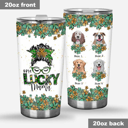 One Lucky Mama – Personalisierter St. Patrick's Day Hunde-Trinkbecher