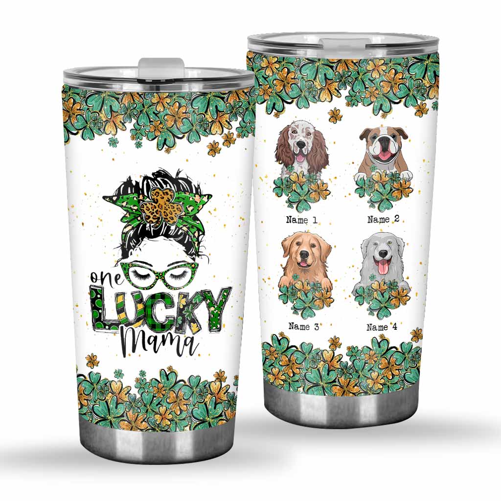 One Lucky Mama – Personalisierter St. Patrick's Day Hunde-Trinkbecher