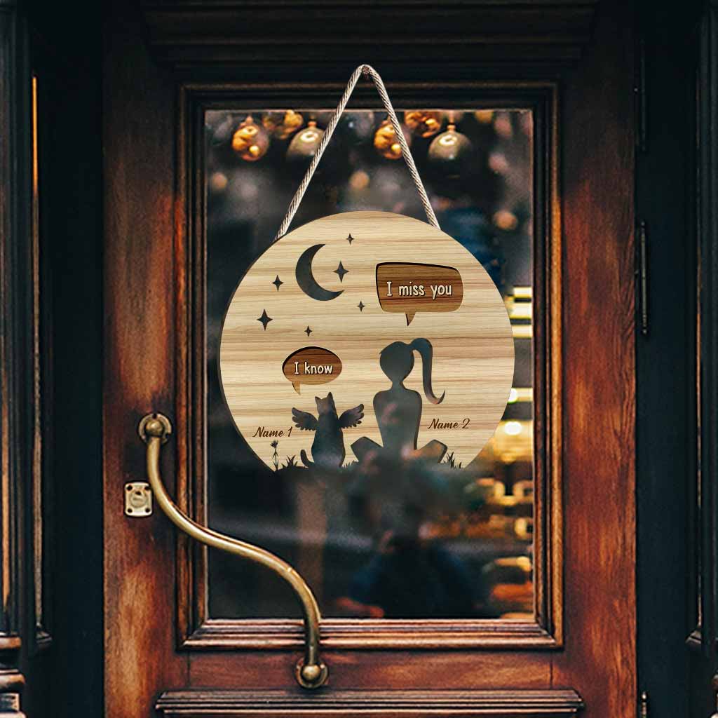 Ich vermisse dich – Personalisiertes Katzen-Holzschild