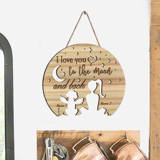 Ich liebe dich bis zum Mond und zurück – personalisiertes Holzschild für Hunde