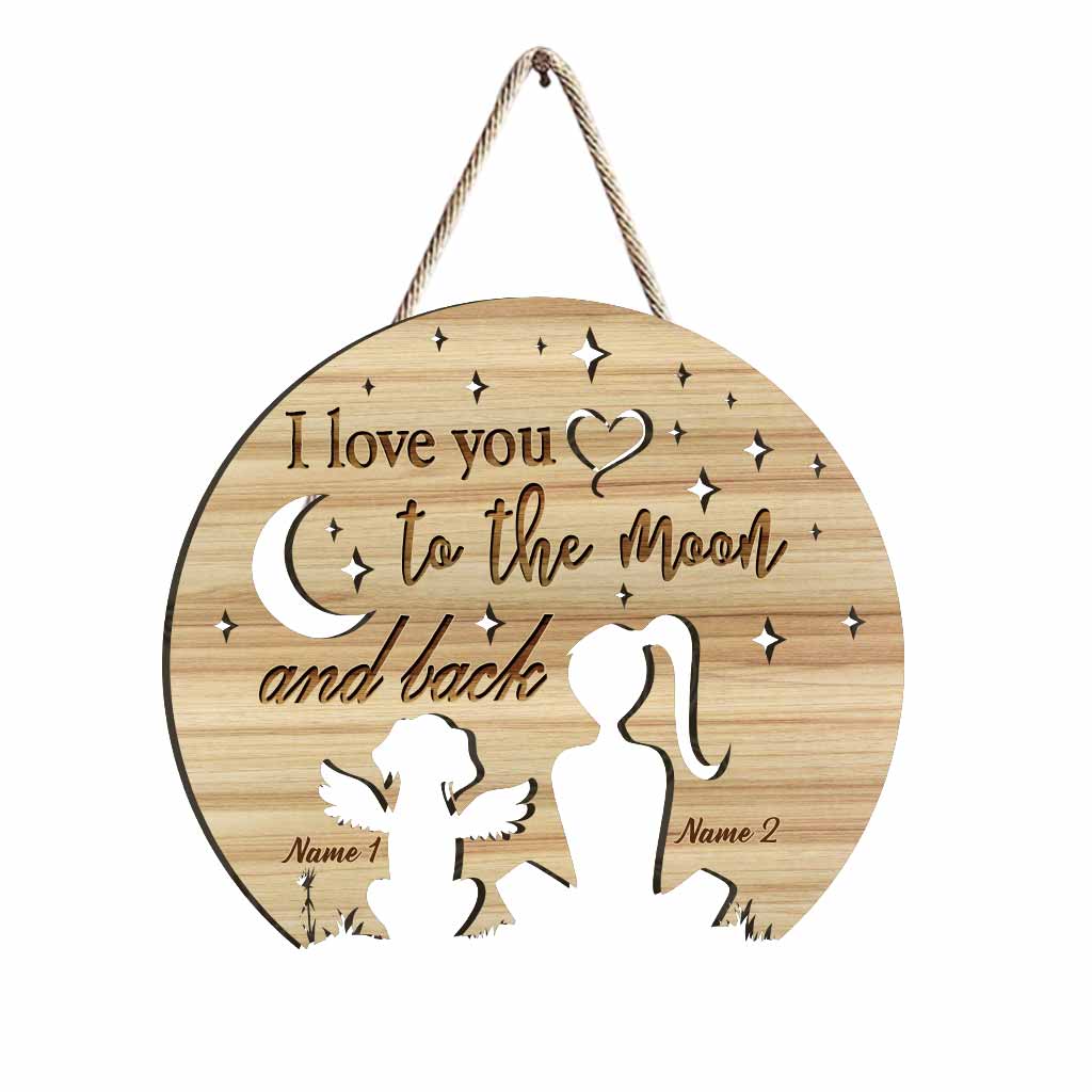 Ich liebe dich bis zum Mond und zurück – personalisiertes Holzschild für Hunde