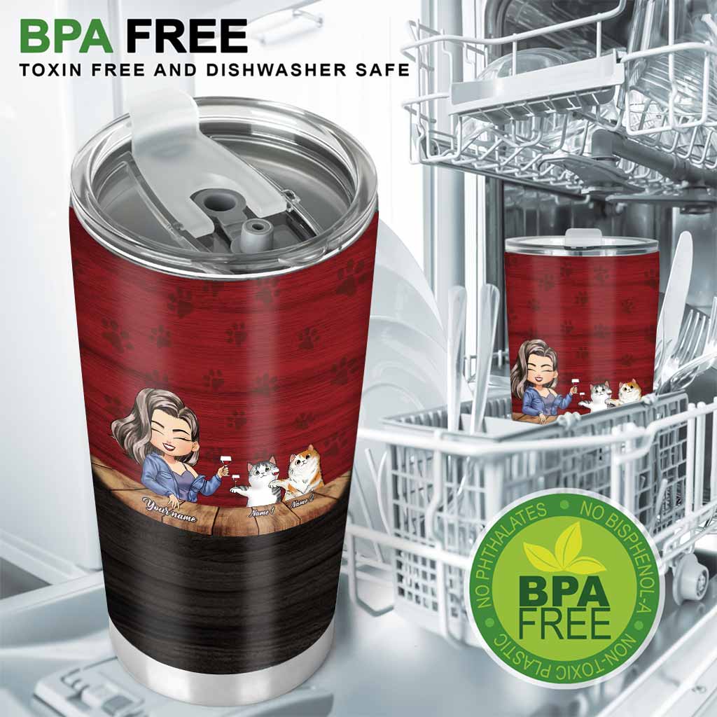 Katzen, Wein & Alles ist gut – personalisierter Becher