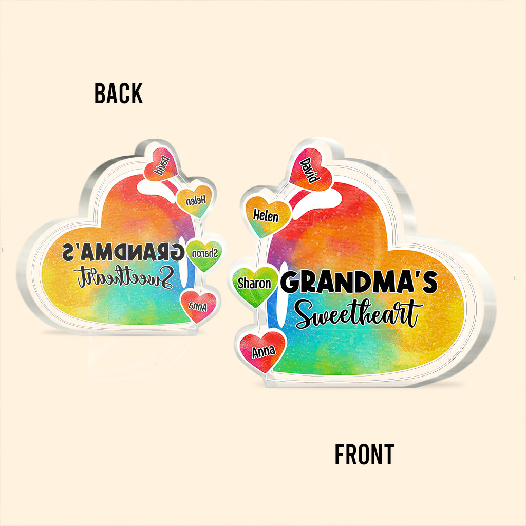 Grandma's Sweetheart With Grandchildren - Personalized Grandma Custom Shaped Acrylic Plaque