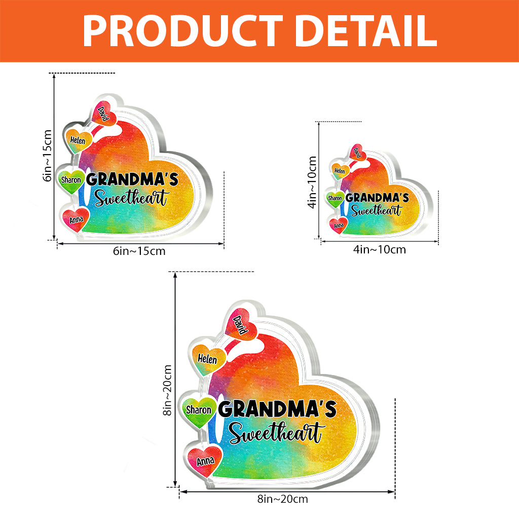 Grandma's Sweetheart With Grandchildren - Personalized Grandma Custom Shaped Acrylic Plaque