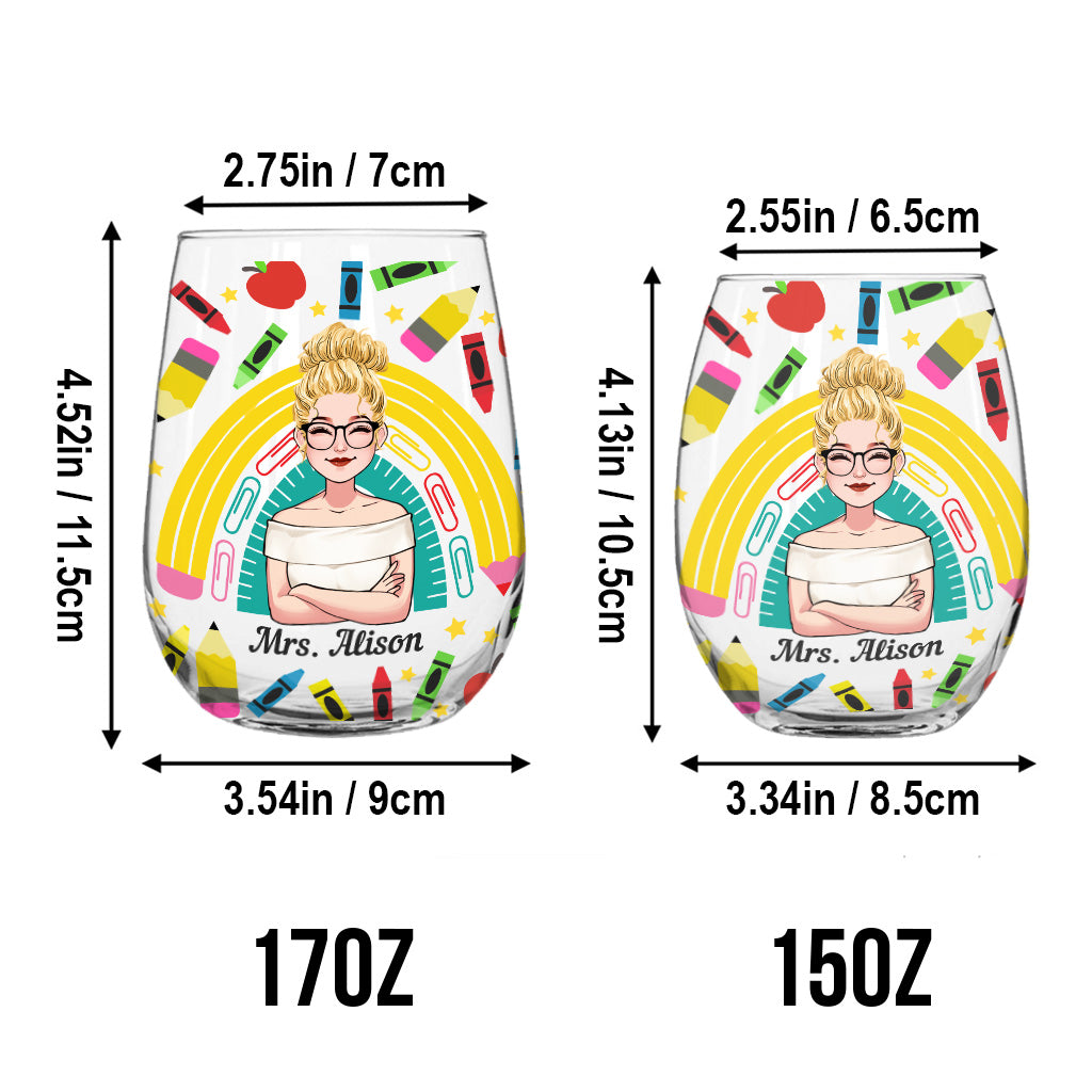 Es braucht ein großes Herz – personalisiertes Weinglas mit Lehrermotiv