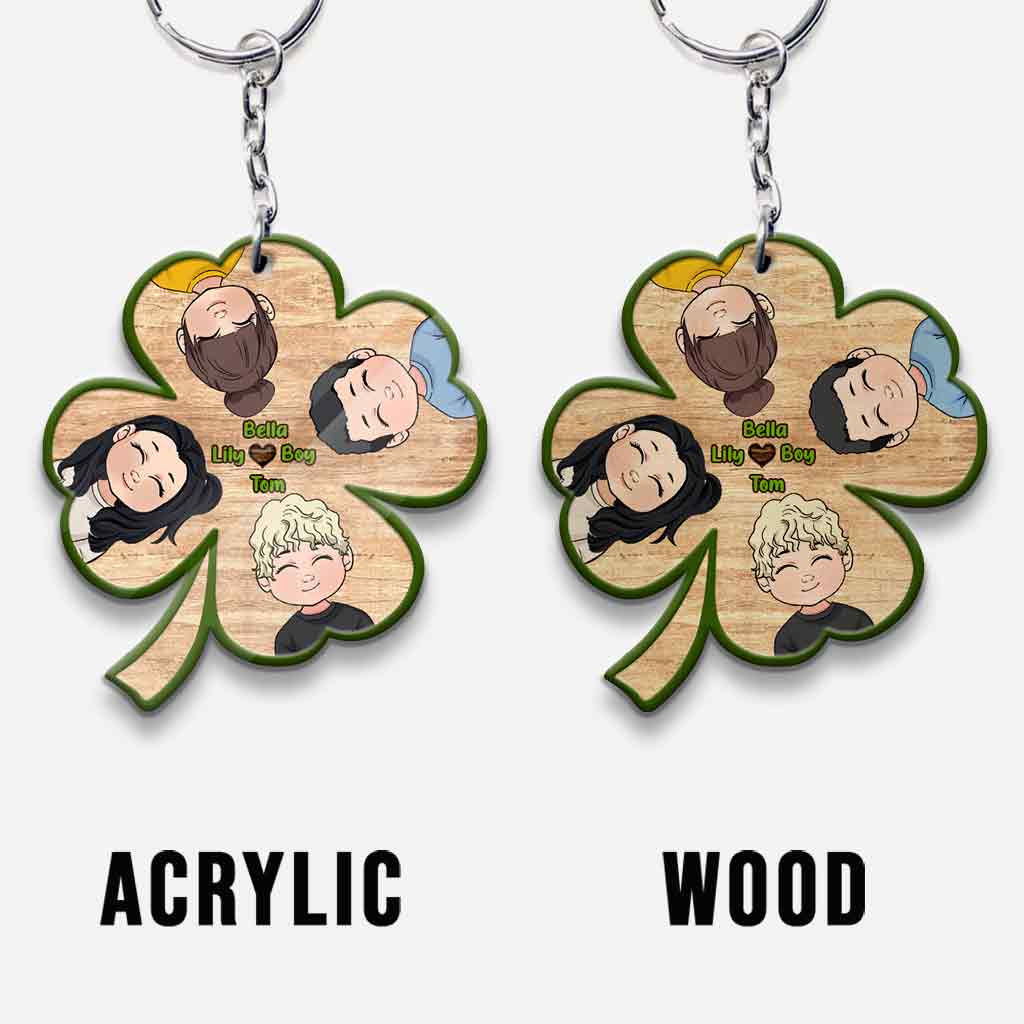 Lucky Charms - Personalized Father's day Grandpa Keychain (Printed On Both Sides)