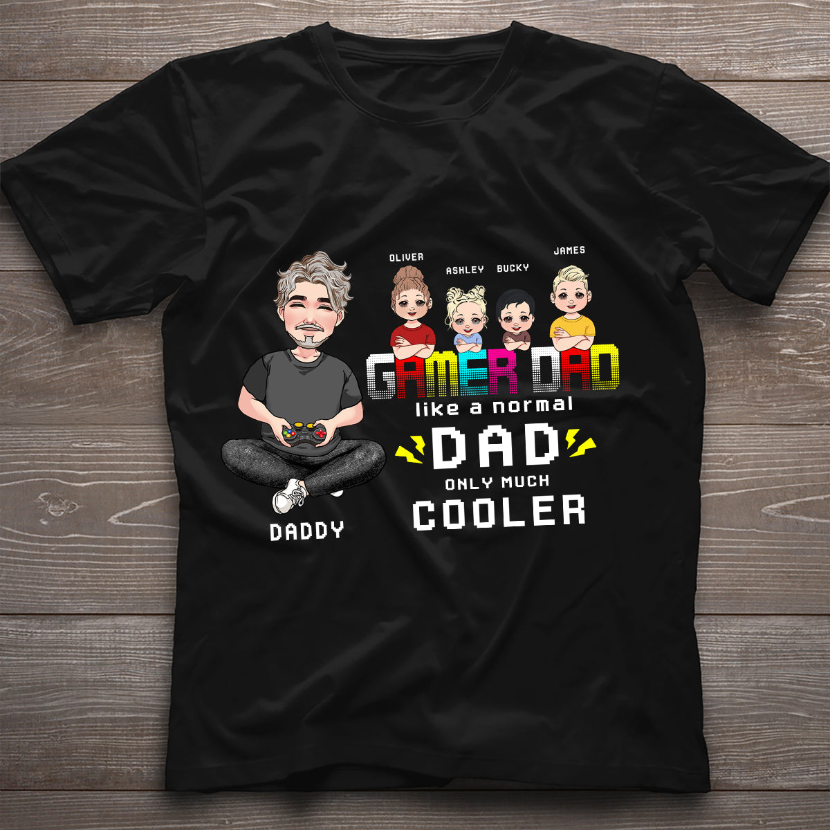 Gamer-Papa – Personalisiertes Videospiel-T-Shirt und Hoodie