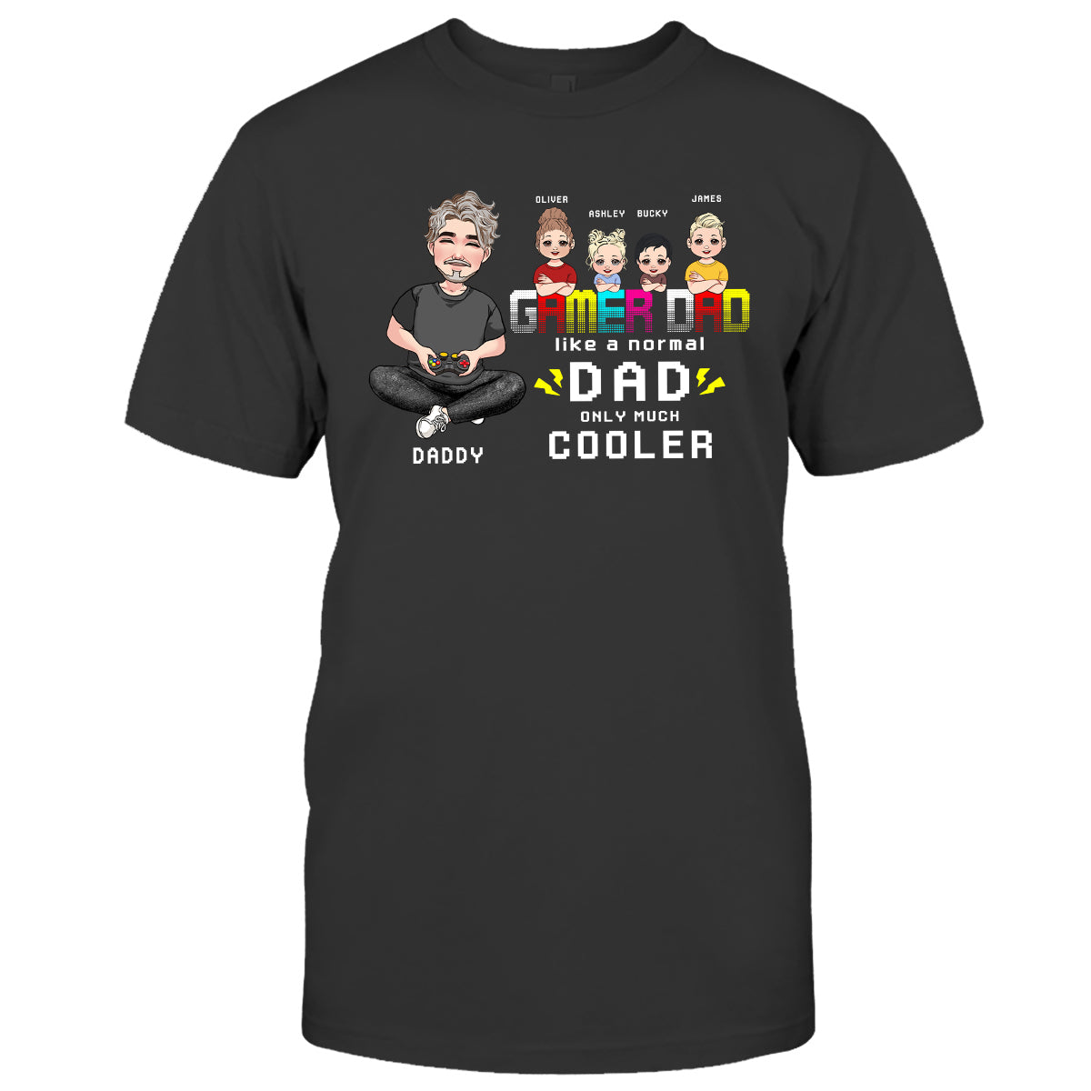 Gamer-Papa – Personalisiertes Videospiel-T-Shirt und Hoodie