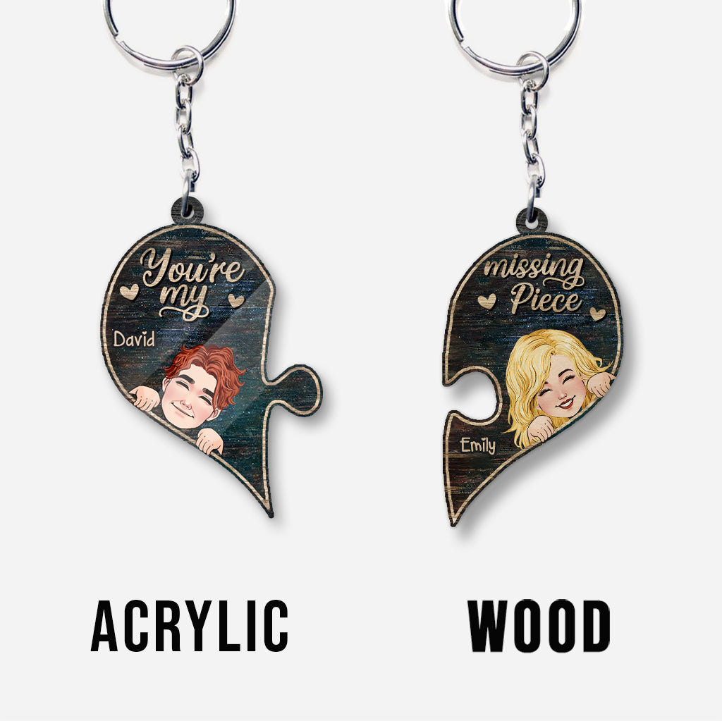 Du bist mein fehlendes Puzzleteil – Personalisierter Schlüsselanhänger für Paare (beidseitig bedruckt)