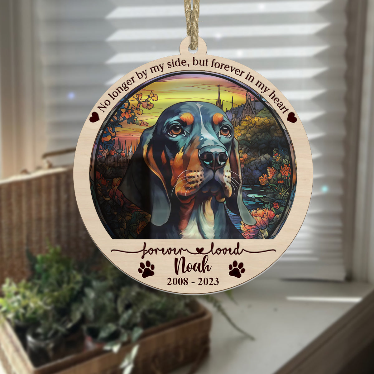 Bunter Hunde-Katzen-Sonnenfänger – personalisierter Hunde-Sonnenfänger