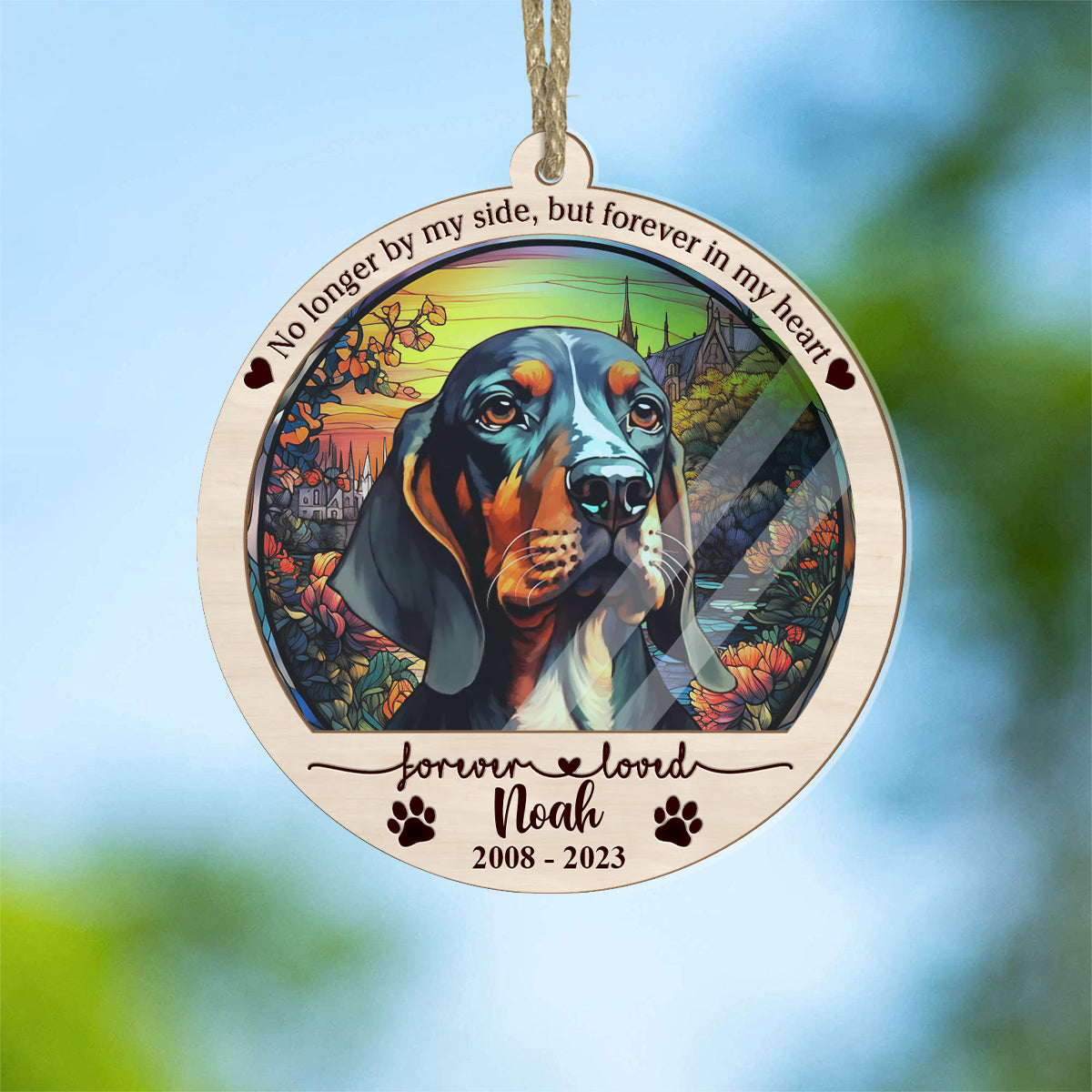 Bunter Hunde-Katzen-Sonnenfänger – personalisierter Hunde-Sonnenfänger