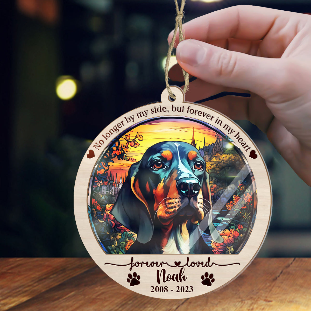 Bunter Hunde-Katzen-Sonnenfänger – personalisierter Hunde-Sonnenfänger