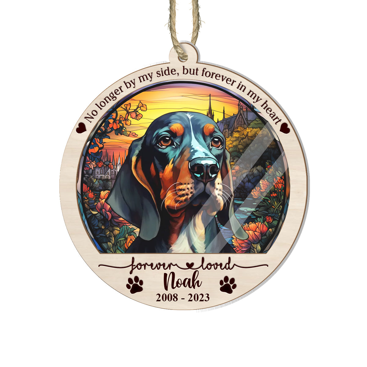 Bunter Hunde-Katzen-Sonnenfänger – personalisierter Hunde-Sonnenfänger