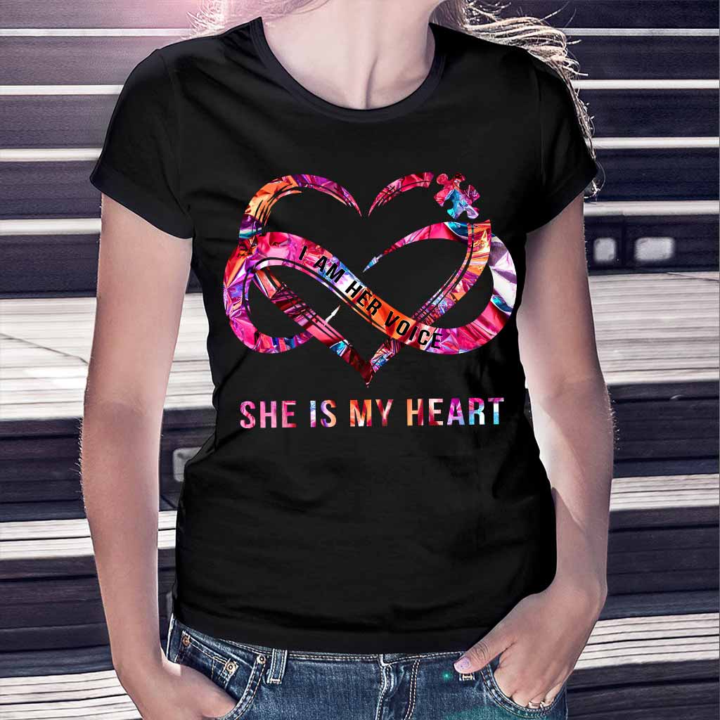 Ich bin seine Stimme, er ist mein Herz – Personalisiertes T-Shirt und Hoodie zur Sensibilisierung für Autismus
