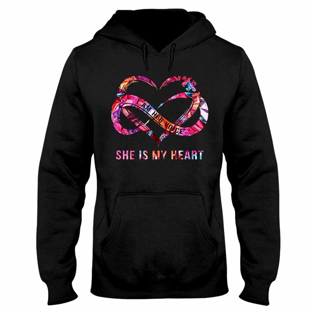 Ich bin seine Stimme, er ist mein Herz – Personalisiertes T-Shirt und Hoodie zur Sensibilisierung für Autismus