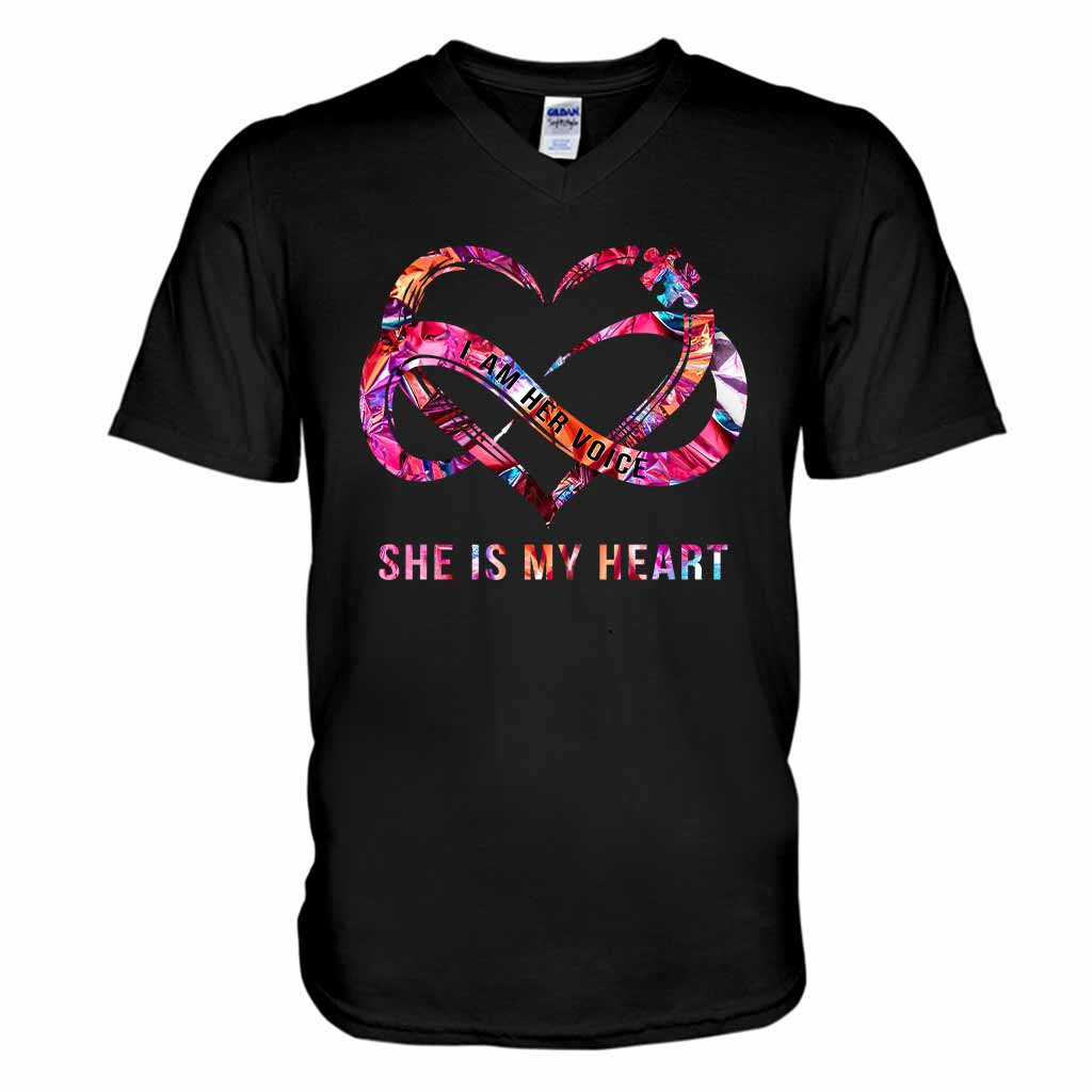 Ich bin seine Stimme, er ist mein Herz – Personalisiertes T-Shirt und Hoodie zur Sensibilisierung für Autismus