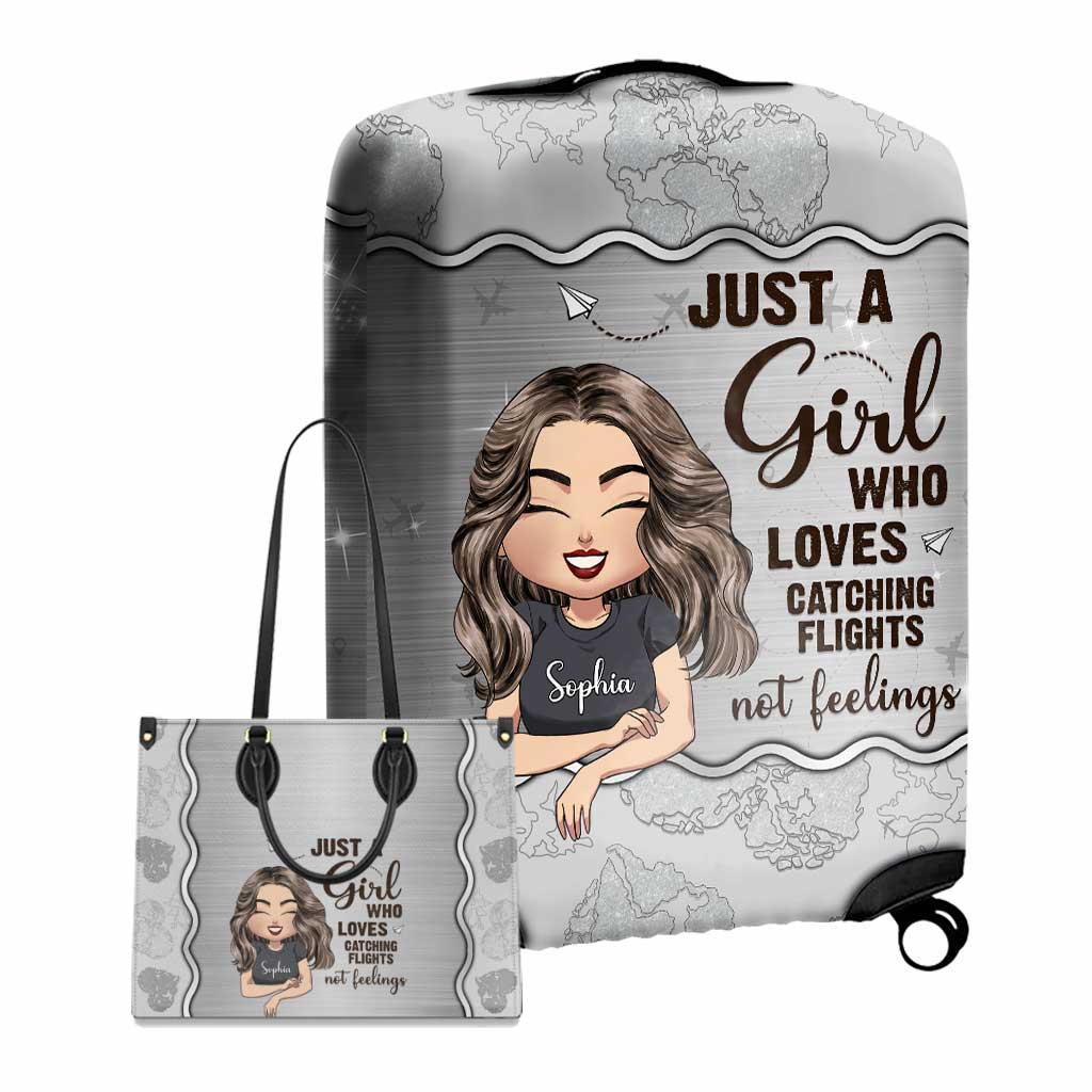 Just A Girl – Personalisierte Reise-Handtasche und Gepäckhülle aus Leder