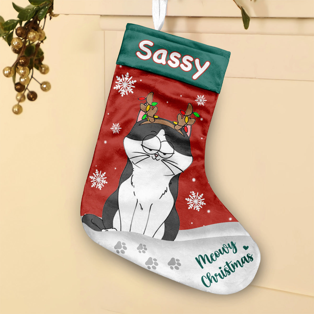 Miau-Weihnachten – personalisierte Katzen-Weihnachtsstrümpfe