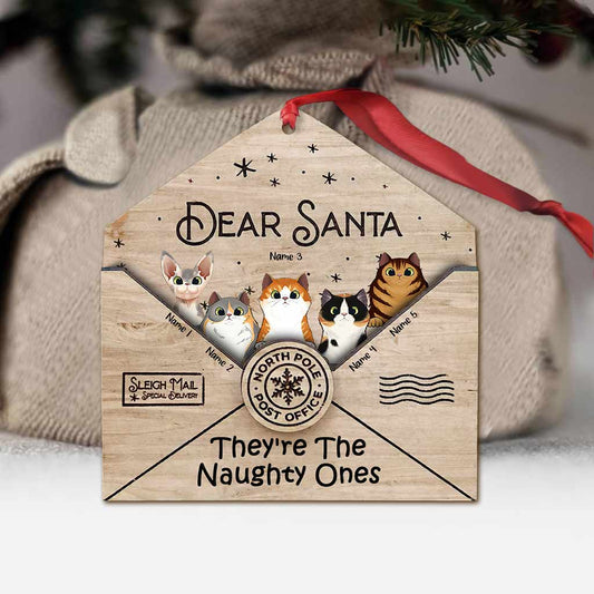 Dear Santa They're The Naughty Ones - Personalized Christmas Cat Ornament (Printed On Both Sides)