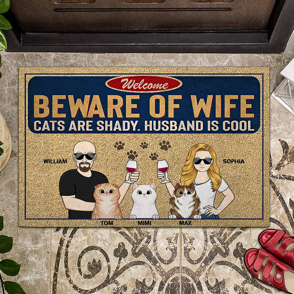Be Ware Of - Personalized Cat Doormat