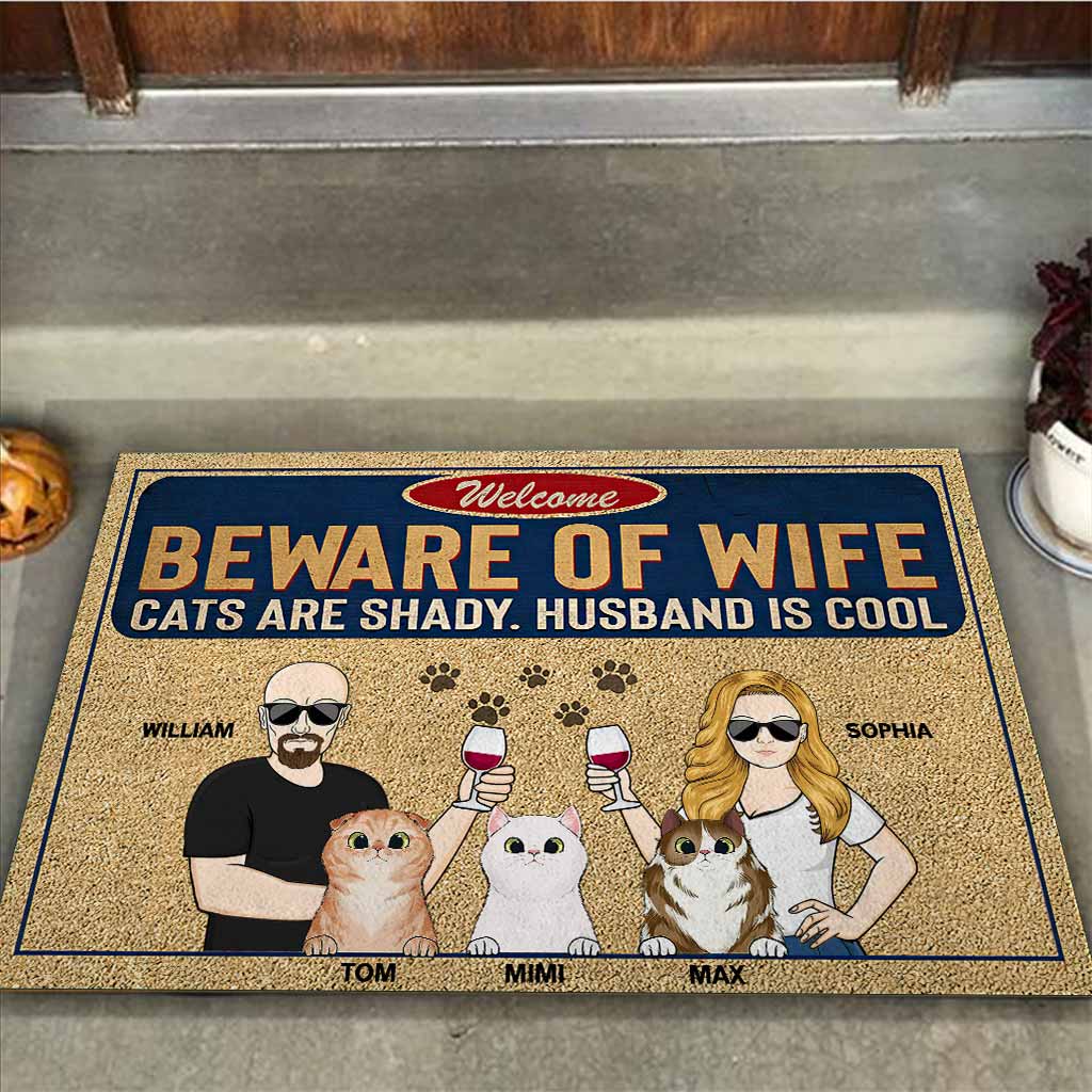 Be Ware Of - Personalized Cat Doormat