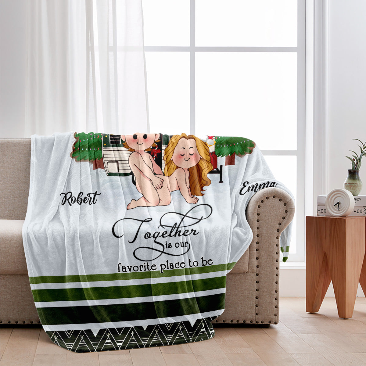 Gemeinsam sind wir am liebsten – personalisierte Campingdecke