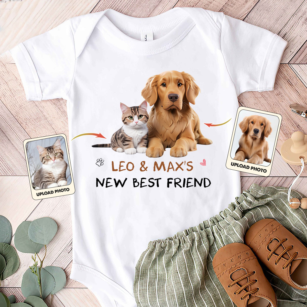 Custom Cartoonized Pet Photo - Gift for Newborn - Personalized Baby Onesie