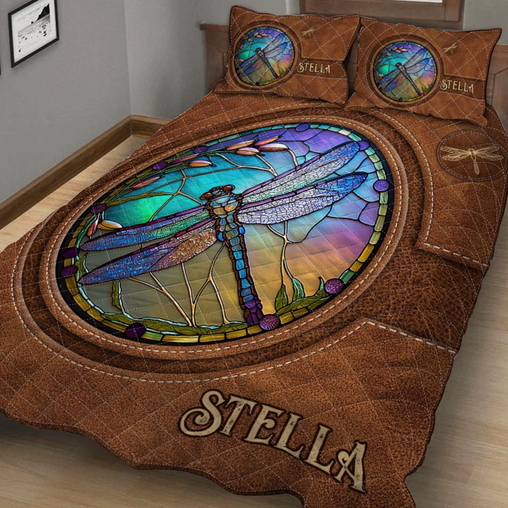 Libelle aus Buntglas – Personalisierte Libellen-Bettwäschegarnitur