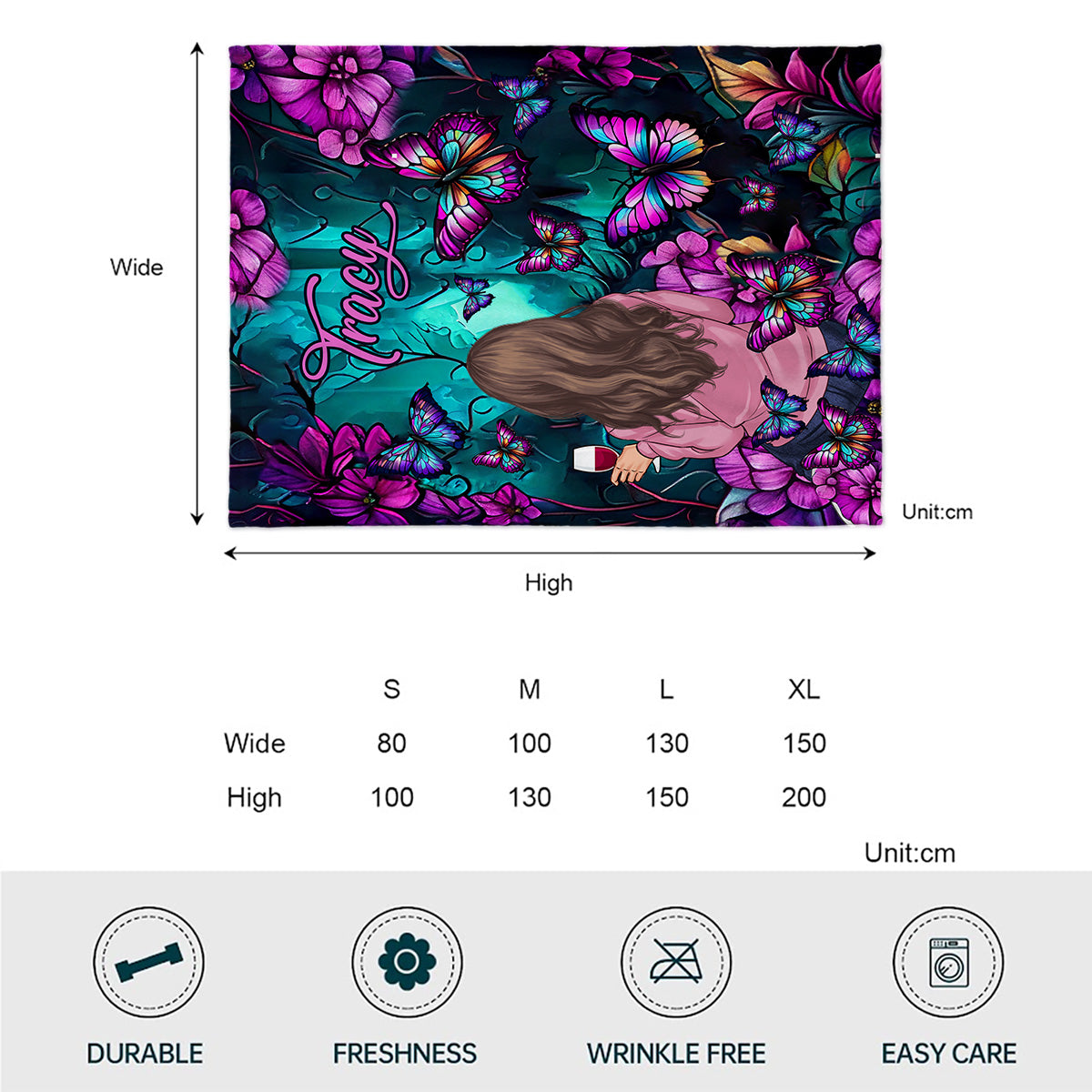 Einfach ein Mädchen, das Schmetterlinge liebt – personalisierte Schmetterlingsdecke