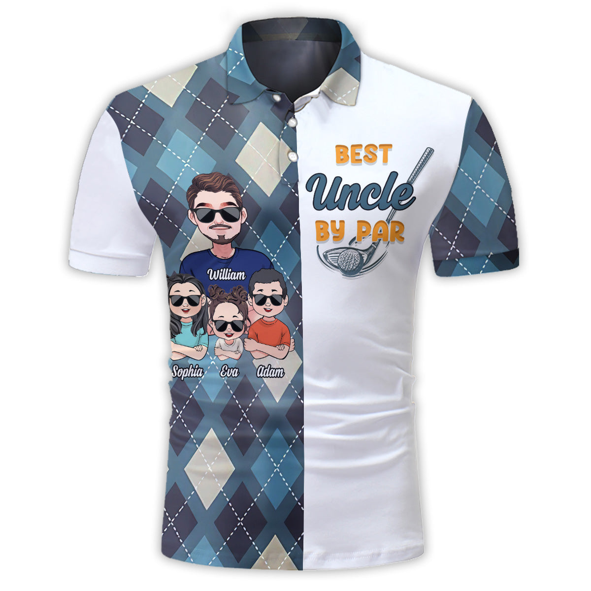 Opas Glückspolo – Golfgeschenk für Papa, ihn, Freund, Ehemann, Opa, Onkel – Personalisiertes Poloshirt