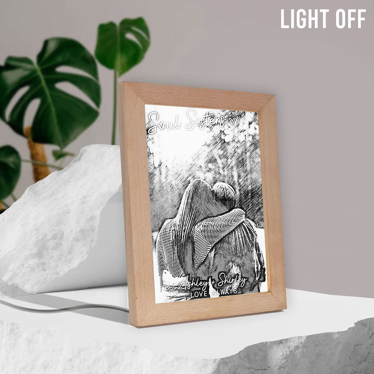 Beste Freundinnen lieben sich immer – Personalisierter Fotorahmen mit Lichterkette