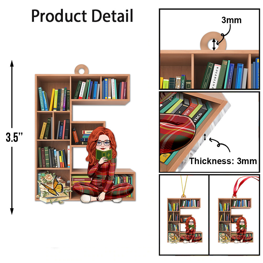 Bücherregal-Ornament mit Alphabet und Zahlen – personalisierter Buch-Ornament