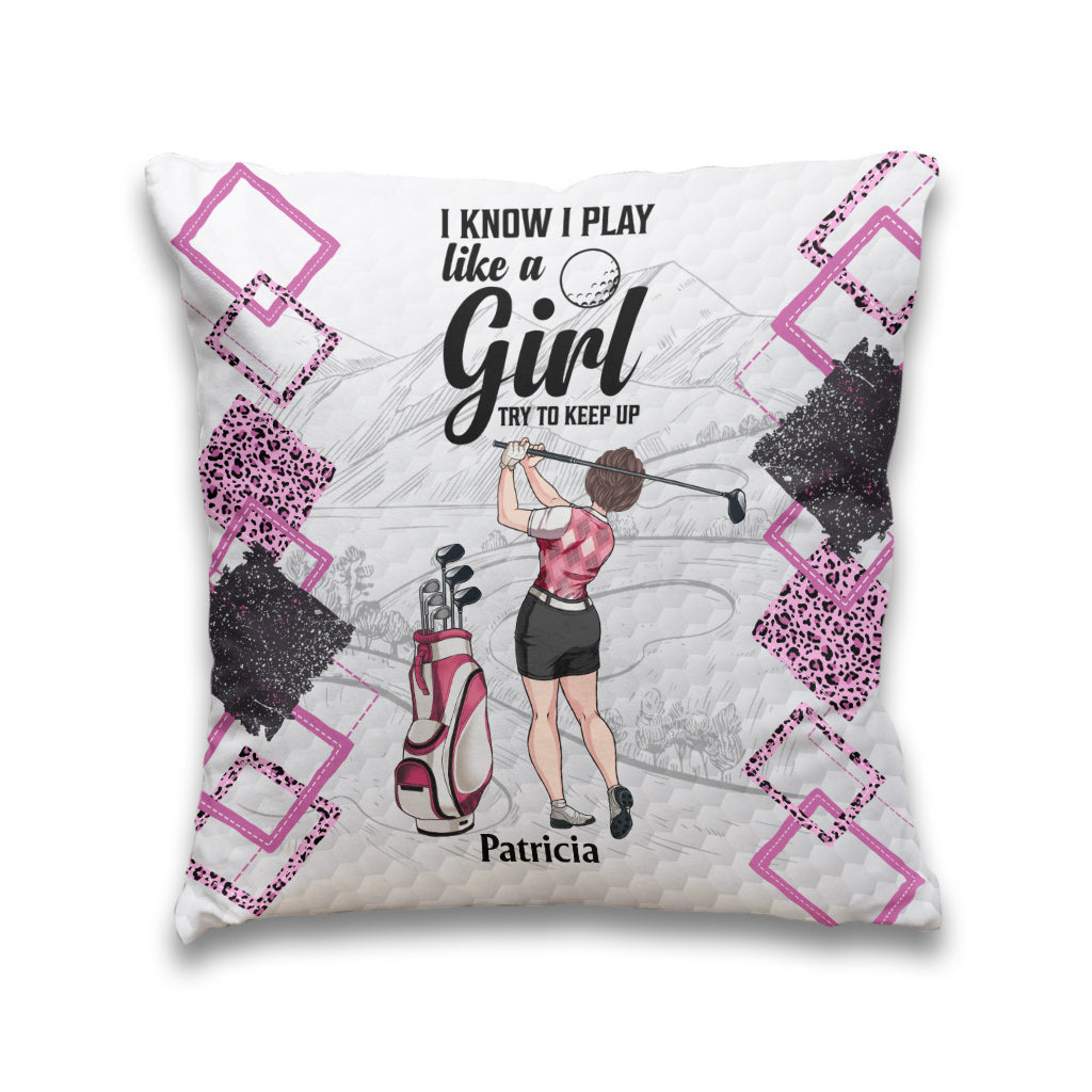 Golf Instruction - Golf gift for her, girlfriend, wife, daughter - Personalized Throw Pillow