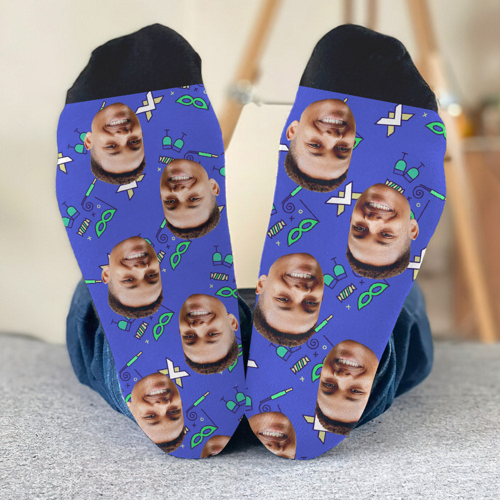 Individuelles Gesichtsmuster für Partys – personalisierte Socken für Söhne