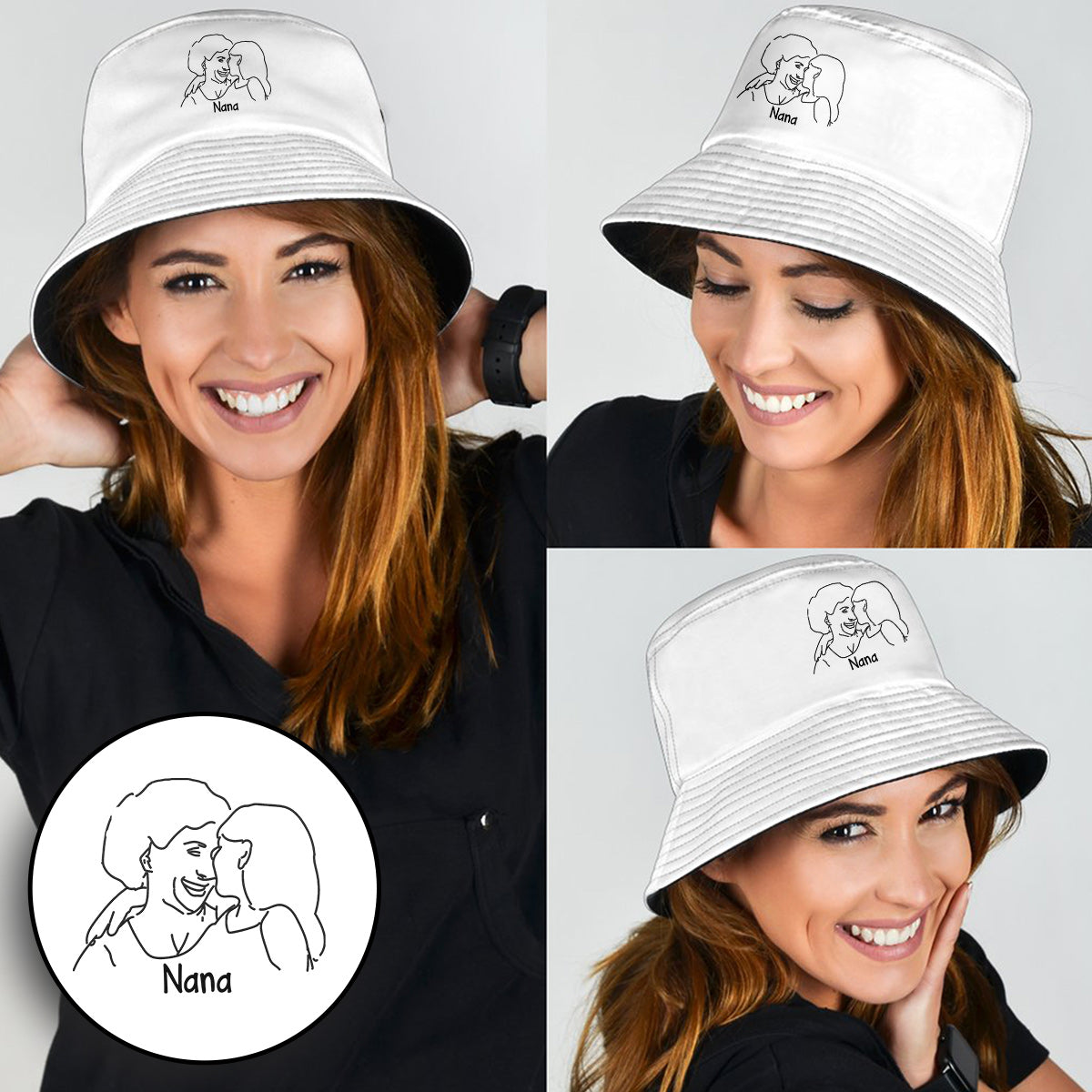 Individuelles Foto – Personalisierter, bestickter Fischerhut für Oma