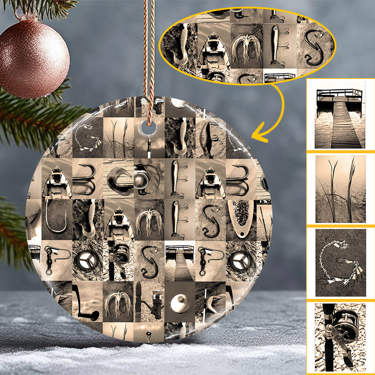 Vintage-Angelalphabet – Personalisierter Keramikkreis mit Angelmotiv