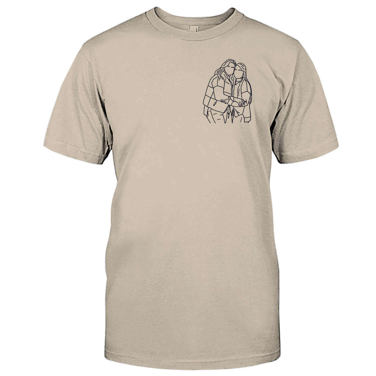 Individuelle Strichzeichnung – Personalisiertes T-Shirt mit Stickerei für deine beste Freundin