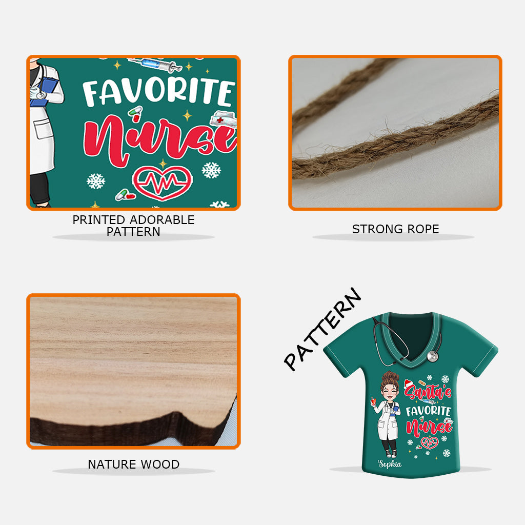 Santa's Favorite Nurse - Personalized Nurse Custom Shaped Wood Sign