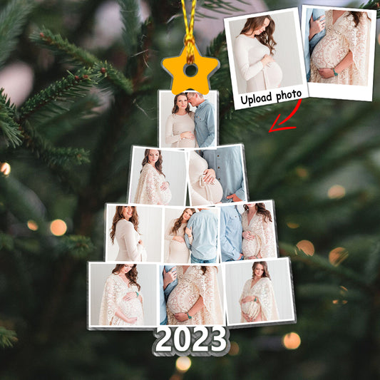 Photo Pregnancy Christmas Tree - Personalized Pregnancy Transparent Ornament