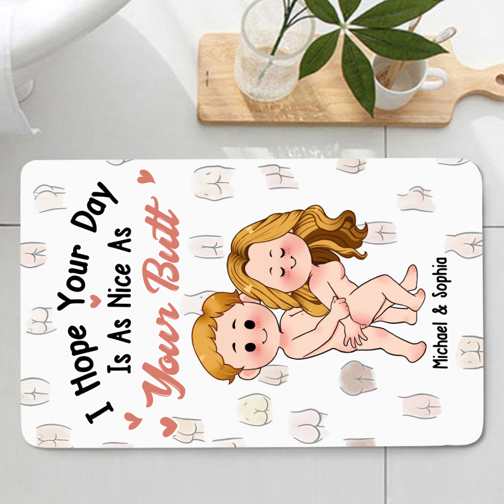 Ich hoffe, dein Tag ist so schön wie dein Hintern – Personalisiertes Badezimmer-Vorhang- und Matten-Set für Paare
