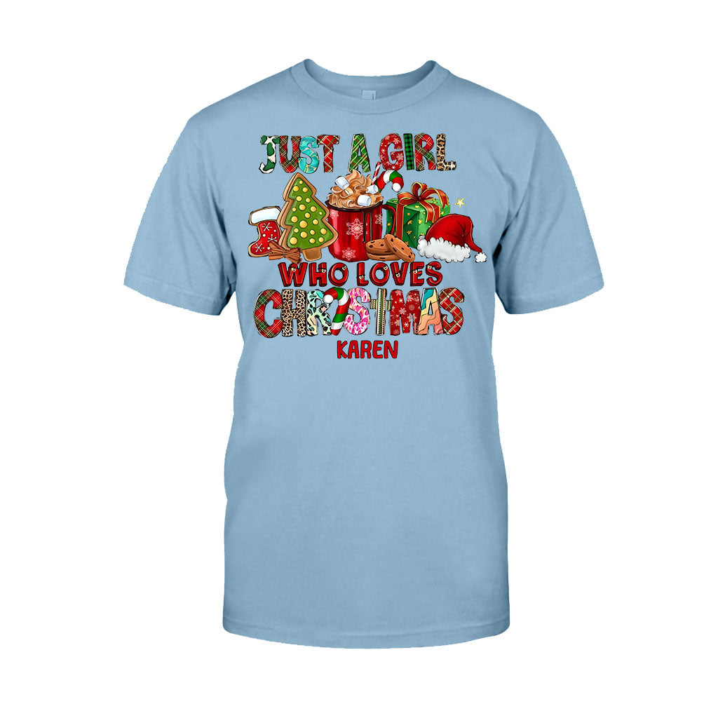 Einfach ein Mädchen, das Weihnachten liebt – personalisiertes Weihnachts-T-Shirt und Hoodie