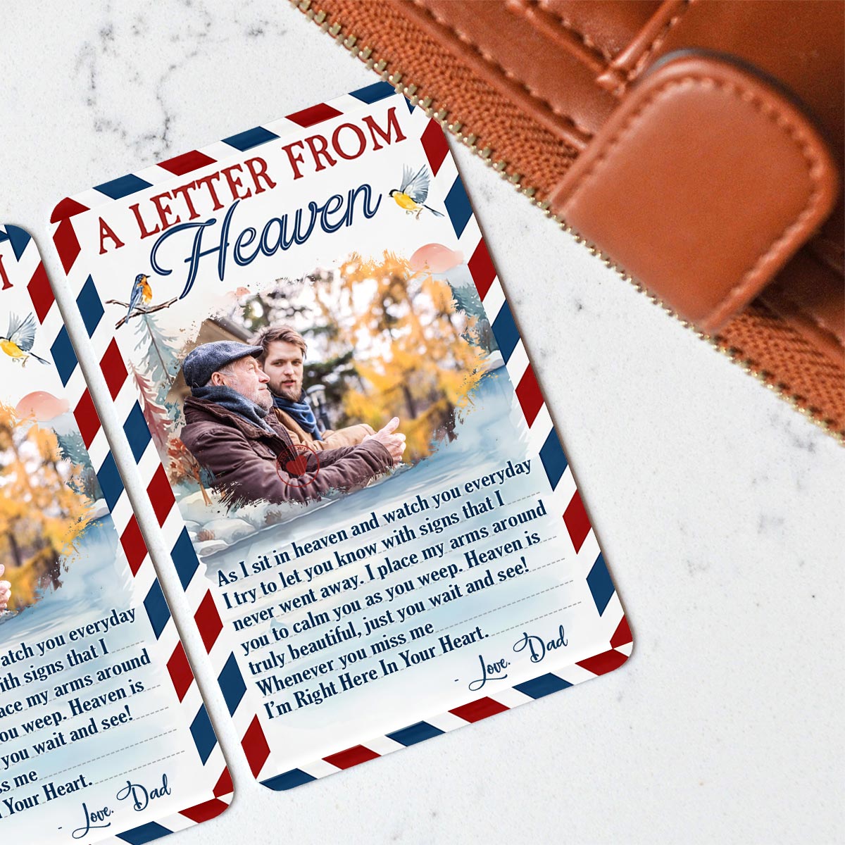 Ein Brief aus dem Himmel – Erinnerungsgeschenk zum Gedenken an einen Verstorbenen – Personalisierte Brieftaschenkarte