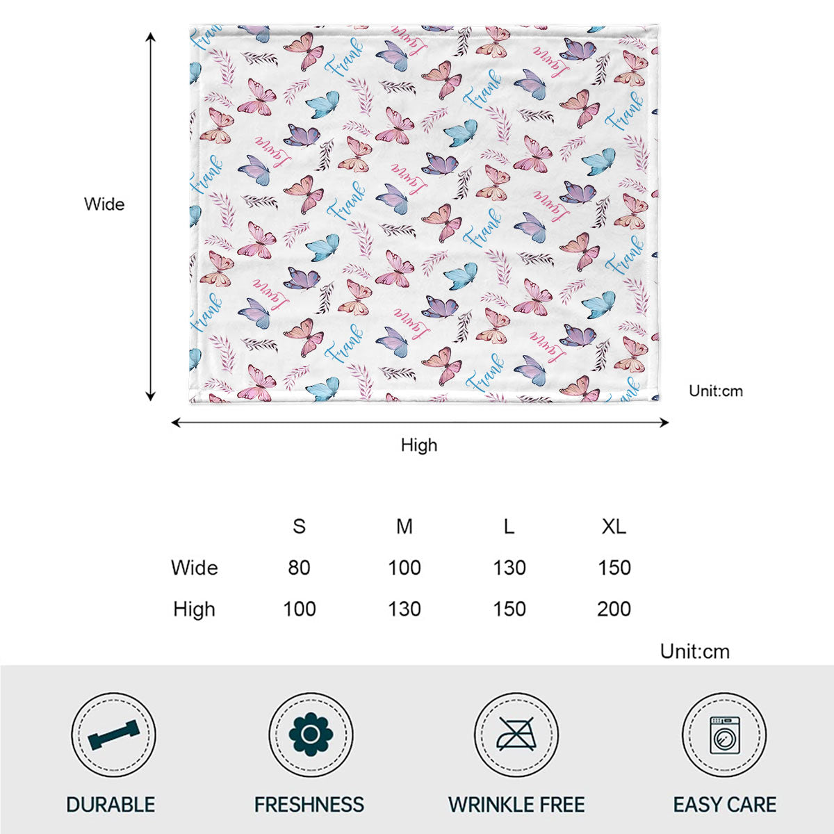 Schmetterlings-Decke mit individuellem Namen – Personalisierte Decke für Paare