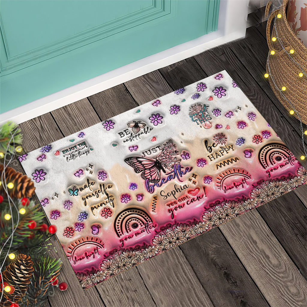 Positive Affirmations Butterfly - Personalized Butterfly Doormat