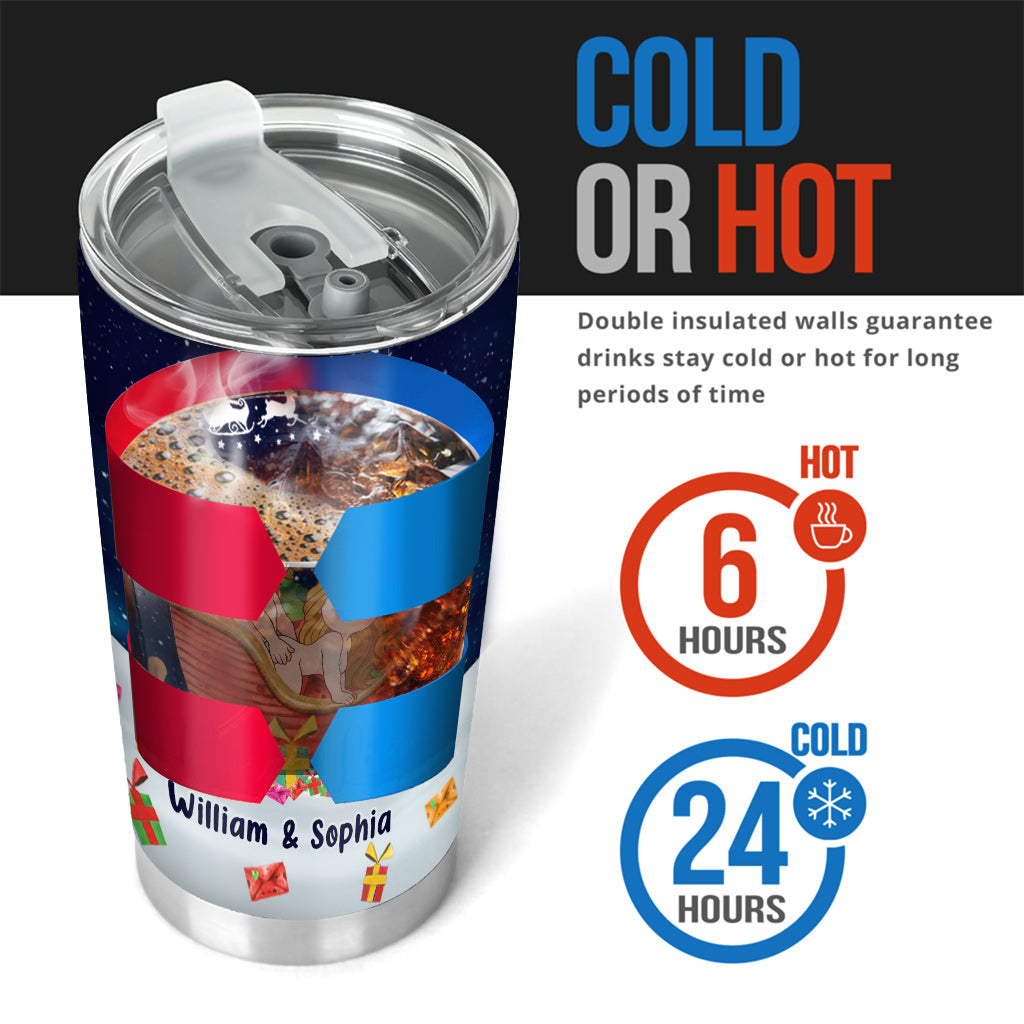 Nicht nur der Weihnachtsmann kommt – personalisierter Paar-Trinkbecher
