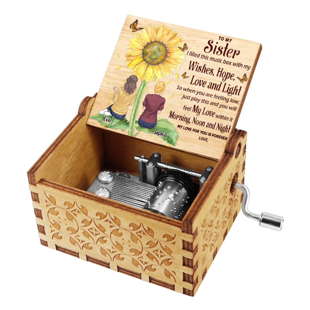An meine Tochter/Enkelin – Geschenk für Oma, Mutter, Tochter, Enkelin, Schwester – Personalisierte Spieluhr mit Handkurbel